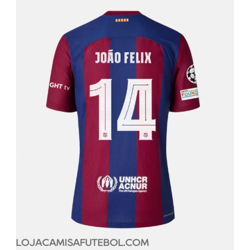 Camisa de Futebol Barcelona Joao Felix #14 Equipamento Principal 2023-24 Manga Curta
